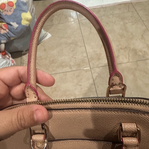 Coach Pink Satchel with Double Top Handles and Gold Accents - Picture 7 of 12